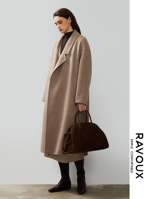 264269910长款牦牛绒混纺大衣 商品图3