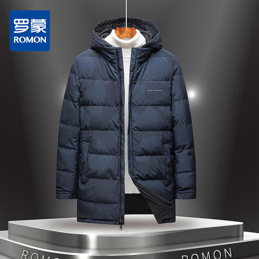 【双面穿 可拆卸帽】罗蒙秋冬男装羽绒服男士中长款连帽羽绒服舒适保暖外套男 商品图3