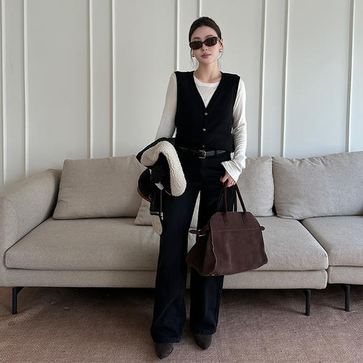 【顺丰包邮】04110 洛诗琳秋冬季新款黑色加绒保暖阔腿牛仔裤253 商品图1