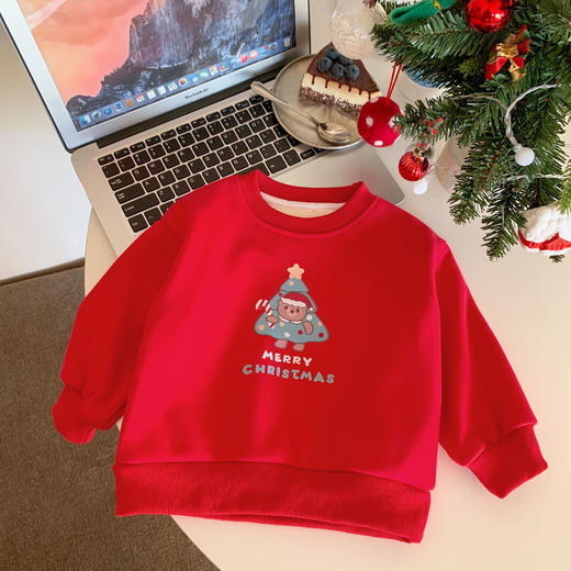【儿童加绒卫衣，圣诞节可爱卫衣】秋冬儿童加绒卫衣 圣诞节可爱女童外套 宝宝卡通保暖打底衫节日上衣-QQ 商品图5