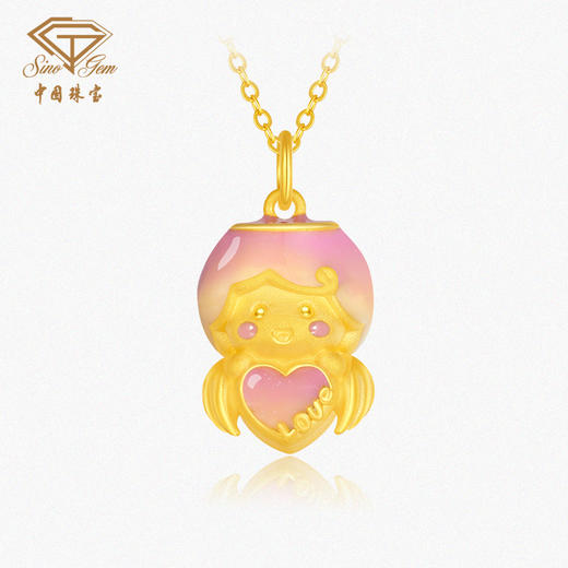「LOVESTAR-爱的礼物」丘比特之恋黄金吊坠 足金3D硬金挂坠【Y】 商品图1