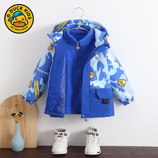 【一衣三穿，个性释放】小黄鸭儿童冲锋衣 羽绒内胆三件套 秋冬新款小黄鸭儿童冲锋衣外套三合一男童 女童童装-QQ 商品图9