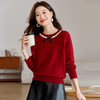 CC-QL-W8522小香风短款圆领毛衣女2024秋冬新款宽松外穿蝴蝶结针织衫打底上衣 商品缩略图0