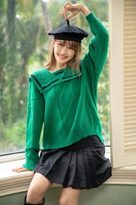 Stay2Weeks 少女感海军领针织毛衫 14380