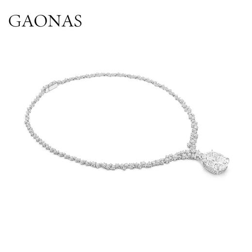 GAONAS 坠链均925银合成锆石 女神豪华重磅大克拉蛋形项链11077DW 商品图1