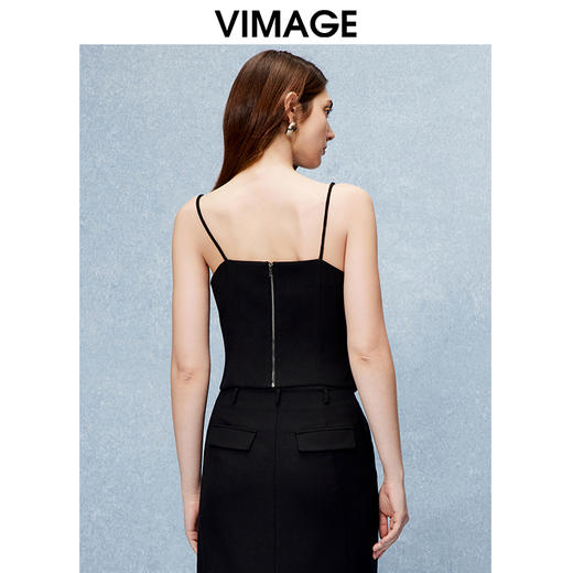 VIMAGE纬漫纪秋冬季新款时尚修身百搭显瘦吊带短上衣V2213836 商品图4