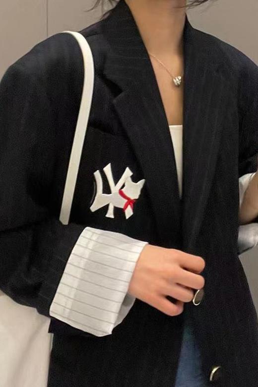 LNNNS 藏蓝色字母贴布条纹外套 14397 商品图2