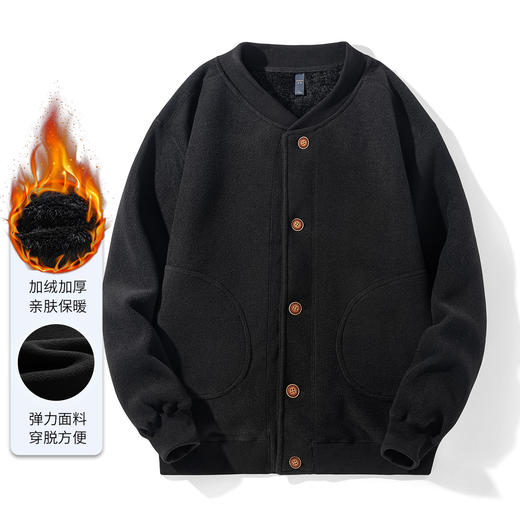 【加绒加厚】罗蒙秋冬摇粒绒外套男针织开衫外套男加绒外套男士外套抓绒衣 商品图6