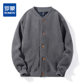 【加绒加厚】罗蒙秋冬摇粒绒外套男针织开衫外套男加绒外套男士外套抓绒衣
