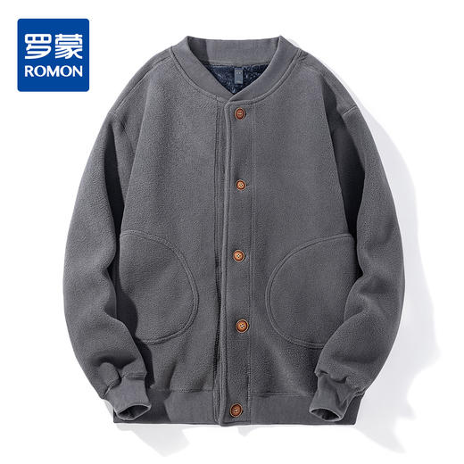 【加绒加厚】罗蒙秋冬摇粒绒外套男针织开衫外套男加绒外套男士外套抓绒衣 商品图0