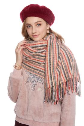 SUMMER & SAGE 拼色流苏长围巾 5007