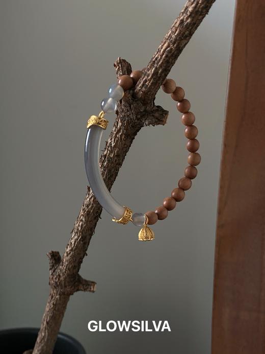 中式清冷感 烟紫玉髓檀木拼接半镯 商品图0