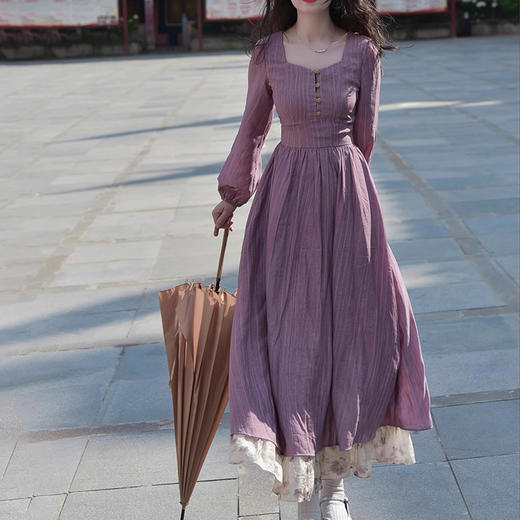 裁缝学苑AS370法式收腰方领长袖连衣裙纸样女装拼接下摆裙子样板 商品图3