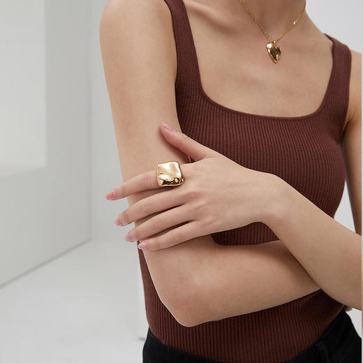 【顺丰包邮】04852 洛诗琳设计感小众气质光面纯银高级感方糖戒指0102 商品图0