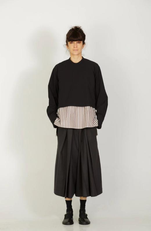 ECOLE DE CURIOSITES 2色短款立领长袖T恤(后背有两枚复古玻璃纽扣) 商品图4