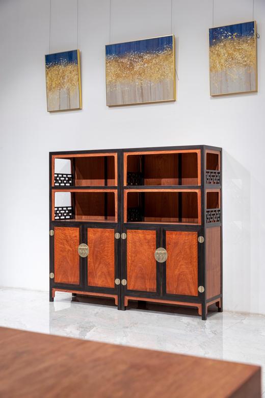 红桥红  家具严选  缅甸花梨(大果紫檀）  【172 缅花嵌紫光檀 双层亮格柜】 商品图1