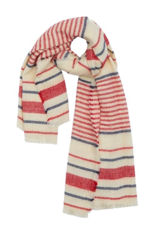 SUMMER & SAGE 拼色条纹仿羊绒流苏围巾 5008 商品图1