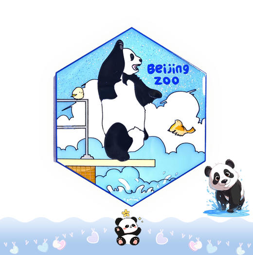 运动系列-萌熊跳水冰箱贴/徽章 商品图0