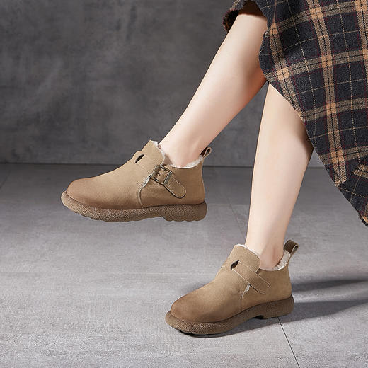 【冬装新品】2024真皮厚底雪地靴女款冬季新款源头搭扣羊羔毛防滑保暖棉靴！ 商品图2