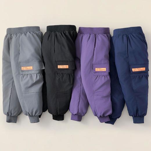 儿童羽绒裤2024新款纯色工装羽绒裤中大童男童女童保暖加厚白鸭绒 商品图0