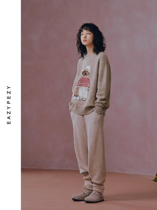 小熊手工提花杂色羊绒衫 商品图3