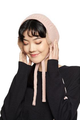 AVA 粉色拼接系带护耳罩 5849