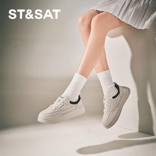 星期六休闲复古百搭厚底小白鞋SSC3112N05 商品图1