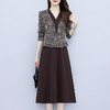 雀说新款时尚洋气V领拼接假两件减龄显瘦中长裙AL7575 商品缩略图0