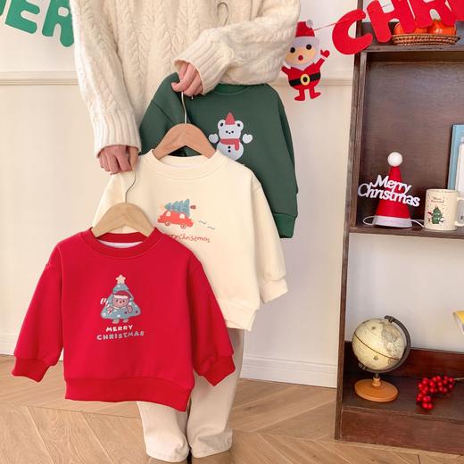 【儿童加绒卫衣，圣诞节可爱卫衣】秋冬儿童加绒卫衣 圣诞节可爱女童外套 宝宝卡通保暖打底衫节日上衣-QQ 商品图2