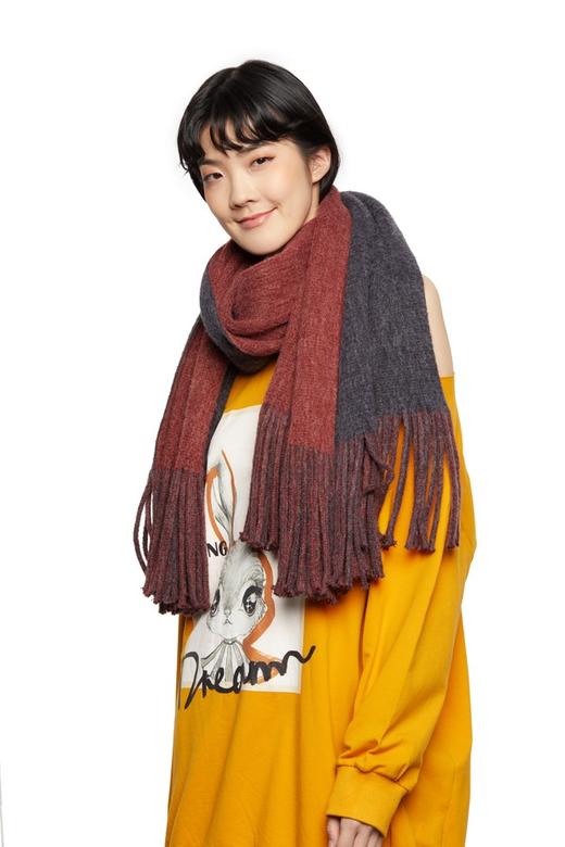 AVA 双面双色流苏围巾 5629 商品图0
