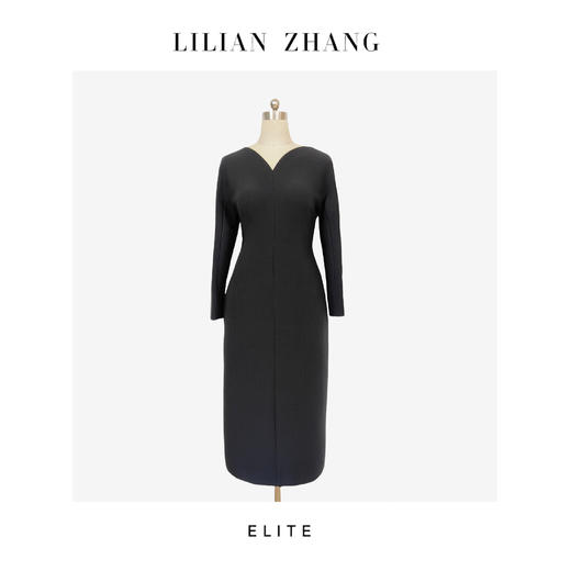 E-定制—「法式复古」Lady挚爱、小黑裙花苞领长袖连衣裙 2401182 商品图0