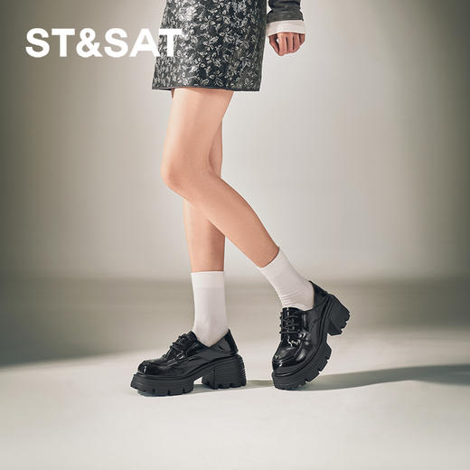 星期六英伦复古可爱蝴蝶结厚底增高乐福SSC3112N07 商品图0