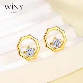 Winy925纯银日月同辉耳钉送女友闺蜜节日生日礼物