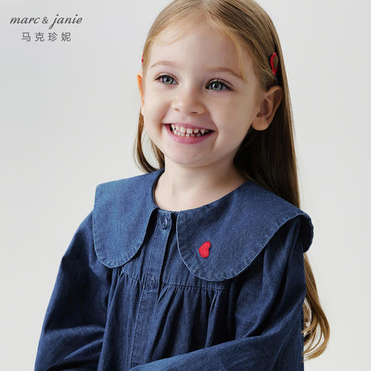 马克珍妮女童娃娃领牛仔连衣裙儿童裙子宽松A字裙秋装新款241056 商品图3