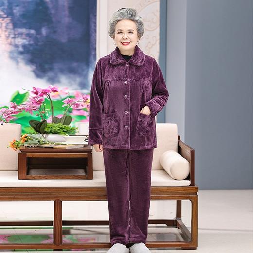 【中老年人睡衣】加绒 秋冬奶奶衣服法兰绒妈妈家居服 保暖老太太套装 商品图3