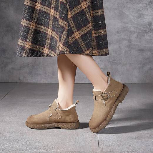 【冬装新品】2024真皮厚底雪地靴女款冬季新款源头搭扣羊羔毛防滑保暖棉靴！ 商品图3