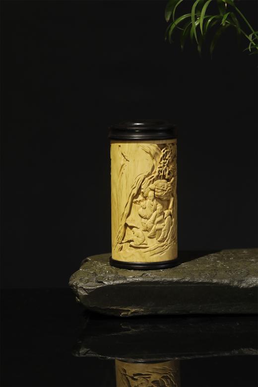 兰亭雅集°黄杨木雕茶叶罐 商品图2