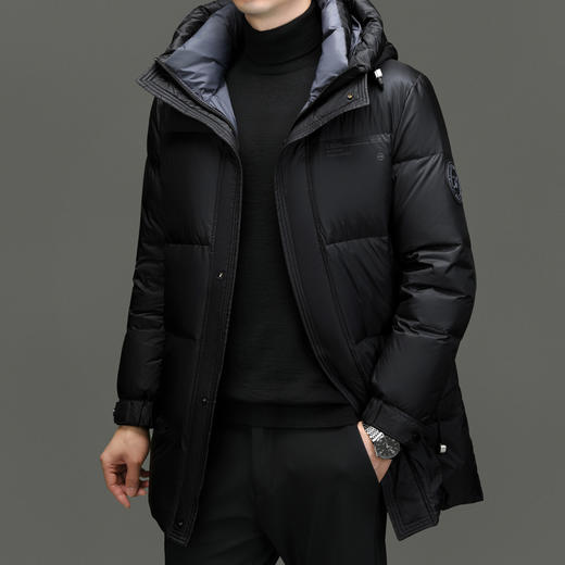 【精选】罗蒙2024冬季新款90鸭绒男士商务休闲防寒保暖中长款羽绒服 商品图2