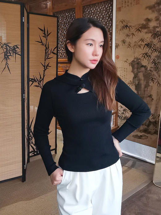 逸红颜明月优选 ##古风针织旗袍领上衣【宛清扬】,有美一人,清扬婉兮 商品图10