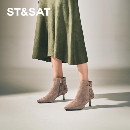 星期六典雅中式风气质尖头时装靴SSC4116369 商品图0