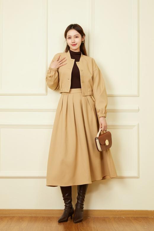 WHO KNOWS 卡其色夹克外套大A摆半裙套装 19221 商品图0
