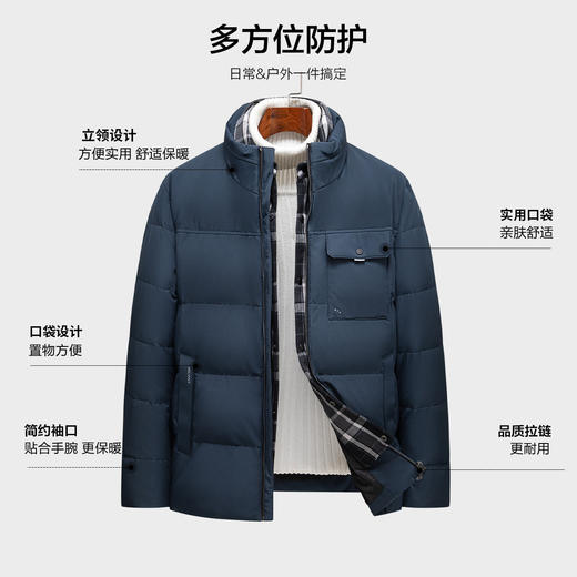【可拆卸衬衫领】罗蒙秋冬男装时尚假两件男士羽绒服休闲百搭羽绒服男舒适保暖男士外套 商品图2