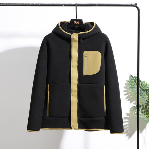 百媚生 羊羔绒外套男女双面绒加厚连帽开衫抓绒衣92399 商品图9