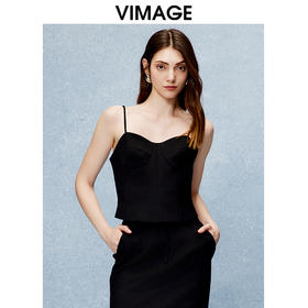 VIMAGE纬漫纪秋冬季新款时尚修身百搭显瘦吊带短上衣V2213836