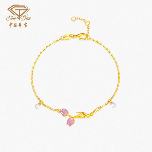 「LOVESTAR-爱的礼物」郁见挚爱足金手链 5G工艺黄金郁金香花朵手饰【Y】 商品图2