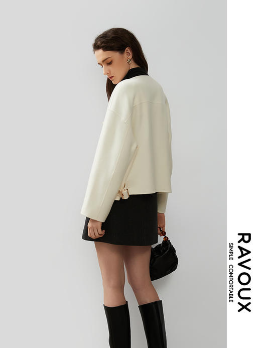 264419915双排扣圆领短款羊毛外套 商品图4