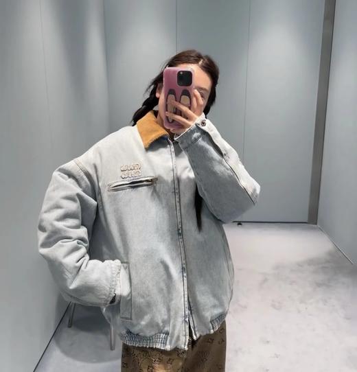 刘浩存同款  重磅贸y公司  miu男女同款单宁棉服外套  复古灯芯绒领  日本冈山水洗牛仔棉服 商品图0