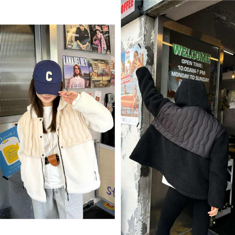 25特价 2411201   羽绒“羊羔毛” 拼接外套