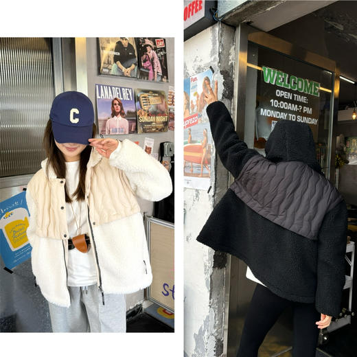 25特价 2411201   羽绒“羊羔毛” 拼接外套 商品图0