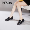 百田森PYQ2C728一脚蹬英伦乐福鞋春秋新低跟圆头通勤浅口黑色单鞋 商品缩略图1